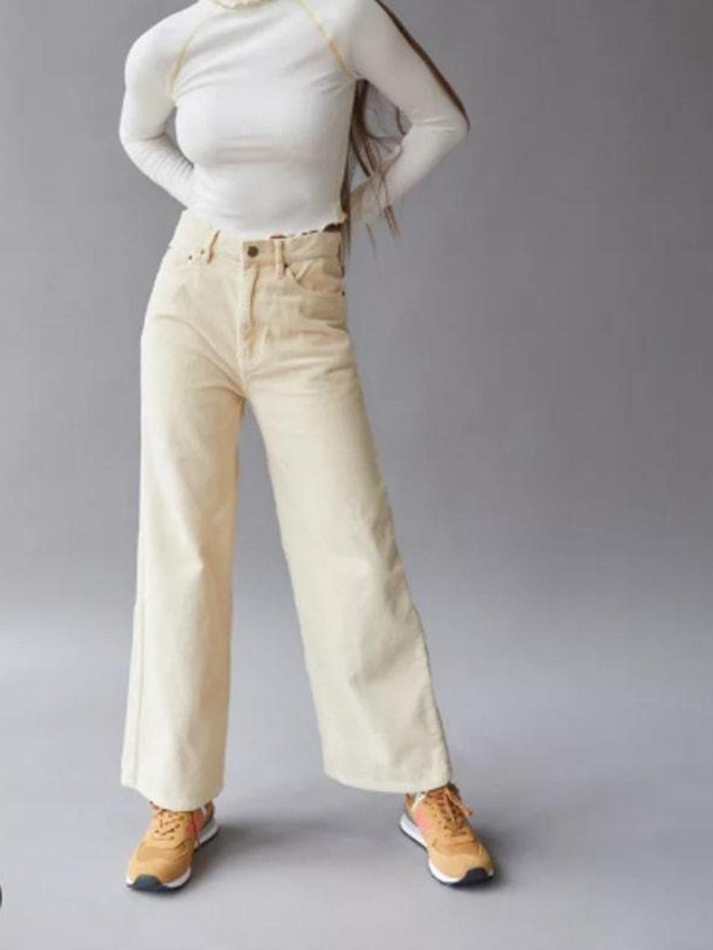 BDG Cream Wide-Leg High-Rise Jeans
